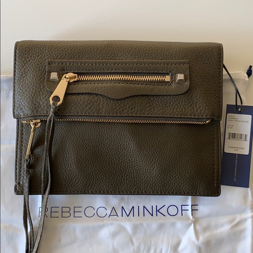 Rebecca Minkoff Small Regan Clutch NWT Olive
